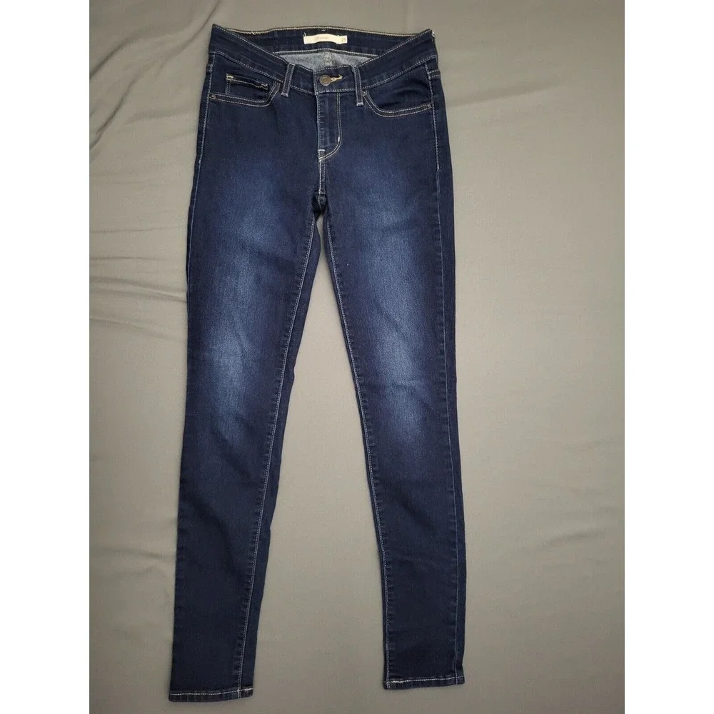 Levis 711 Skinny Jeans Womens 25 Dark Indigo Blue Wash Mid‎ Rise Stretch Denim